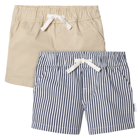 2-Pack Baby & Toddler Boys Navy Stripe and Khaki Twill Shorts