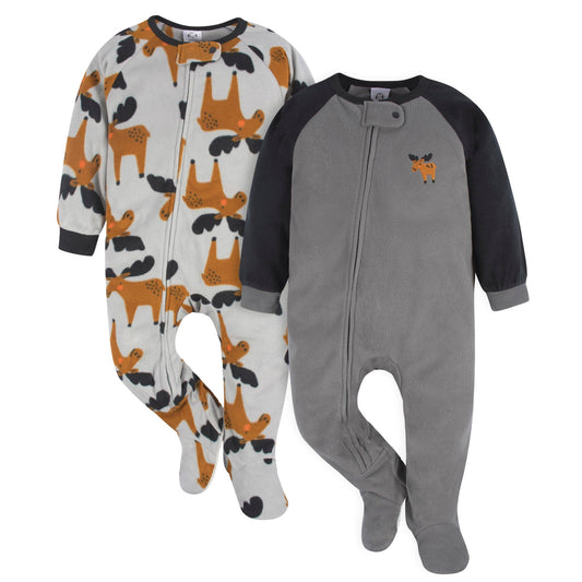 2-Pack Baby & Toddler Boys Moose Fleece Pajamas