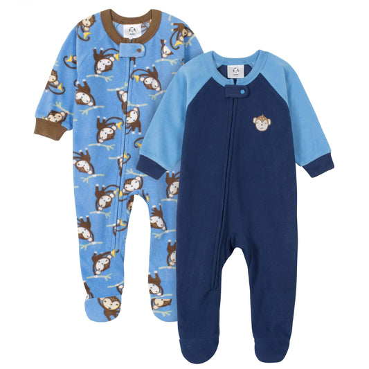 2-Pack Baby & Toddler Boys Monkey Fleece Pajamas